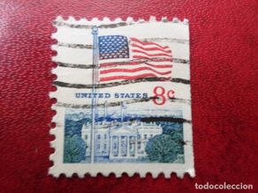 Sellos: -estados unidos, 1971, bandera y casa blanca, Yvert 923